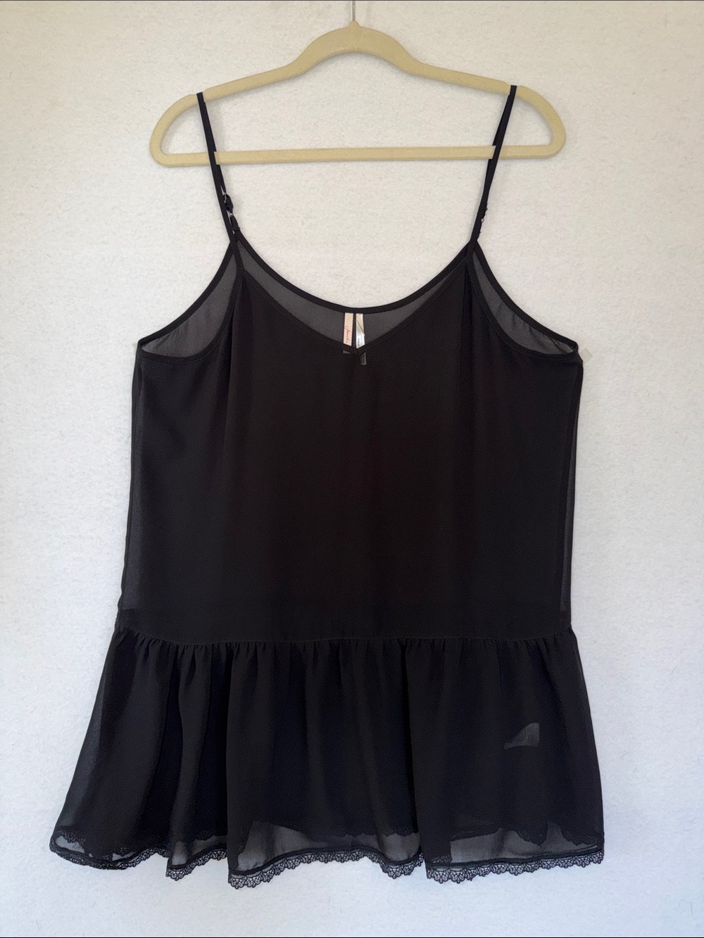 Frenchi from Nordstrom Black Sheer Ruffle Hem Tunic /Camisole